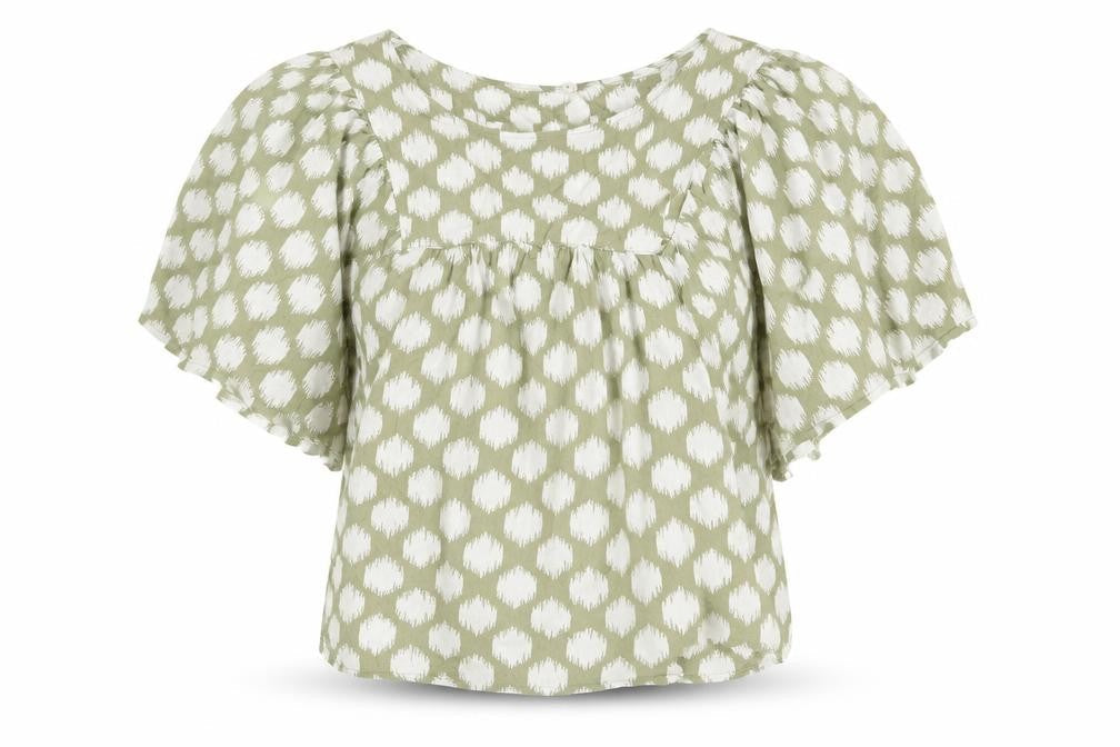 Marks & Spencer Womens Green Geometric Polyester Basic T-Shirt Size 12 Round Neck