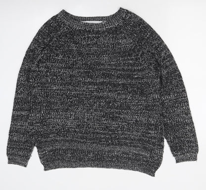 Papaya Womens Black Round Neck Polyester Pullover Jumper Size L