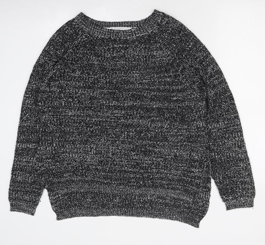 Papaya Womens Black Round Neck Polyester Pullover Jumper Size L
