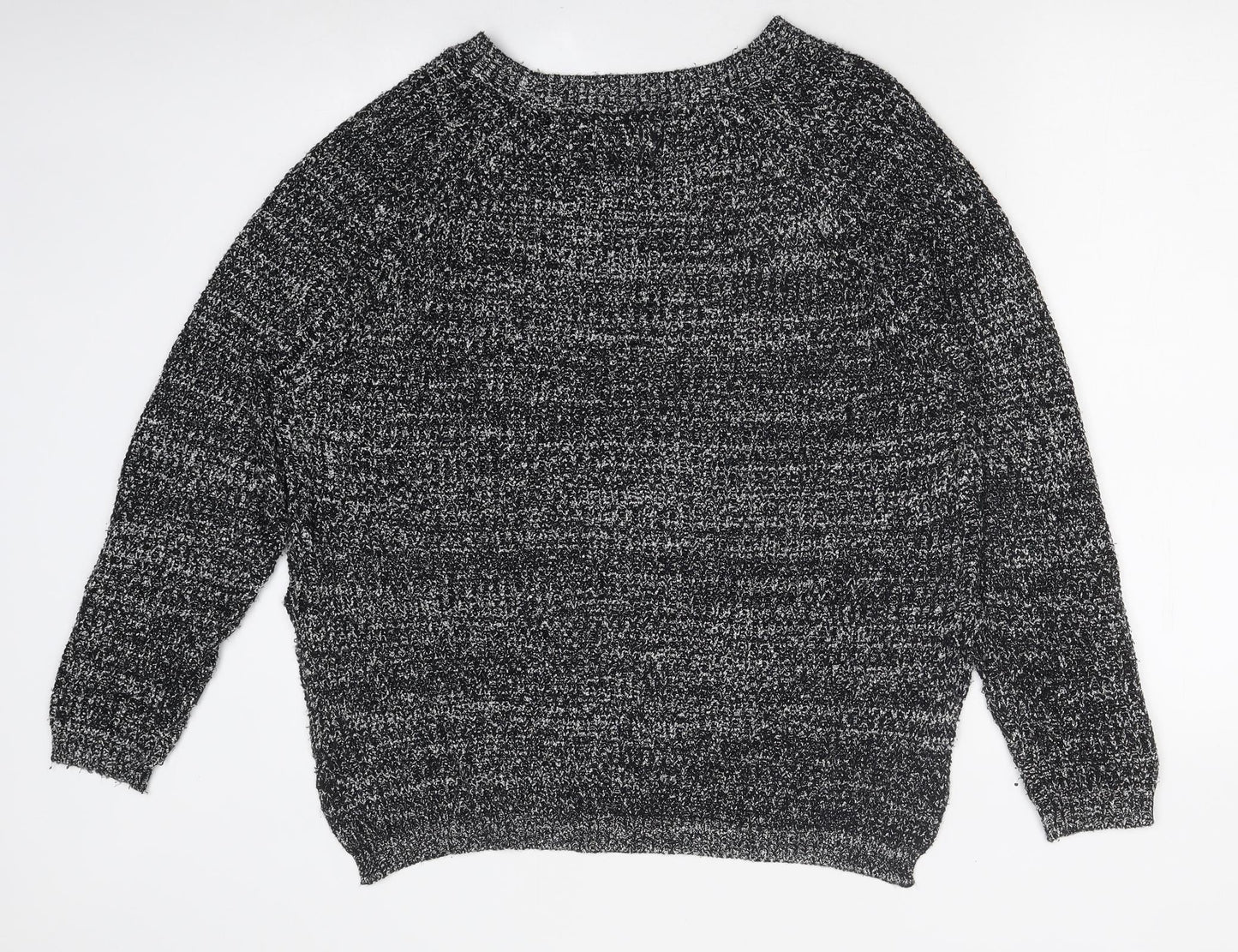 Papaya Womens Black Round Neck Polyester Pullover Jumper Size L