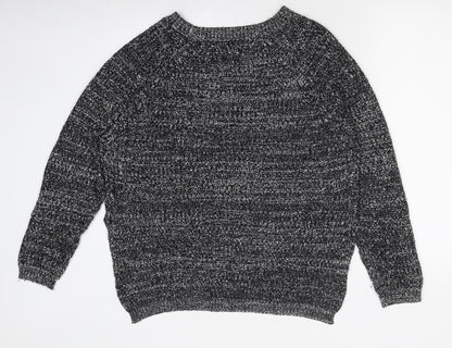 Papaya Womens Black Round Neck Polyester Pullover Jumper Size L