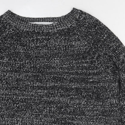 Papaya Womens Black Round Neck Polyester Pullover Jumper Size L
