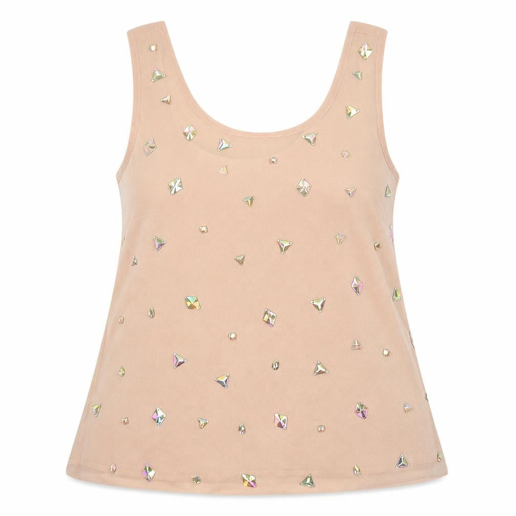 New Look Womens Beige Polyester Jersey Tank Size 8 Round Neck