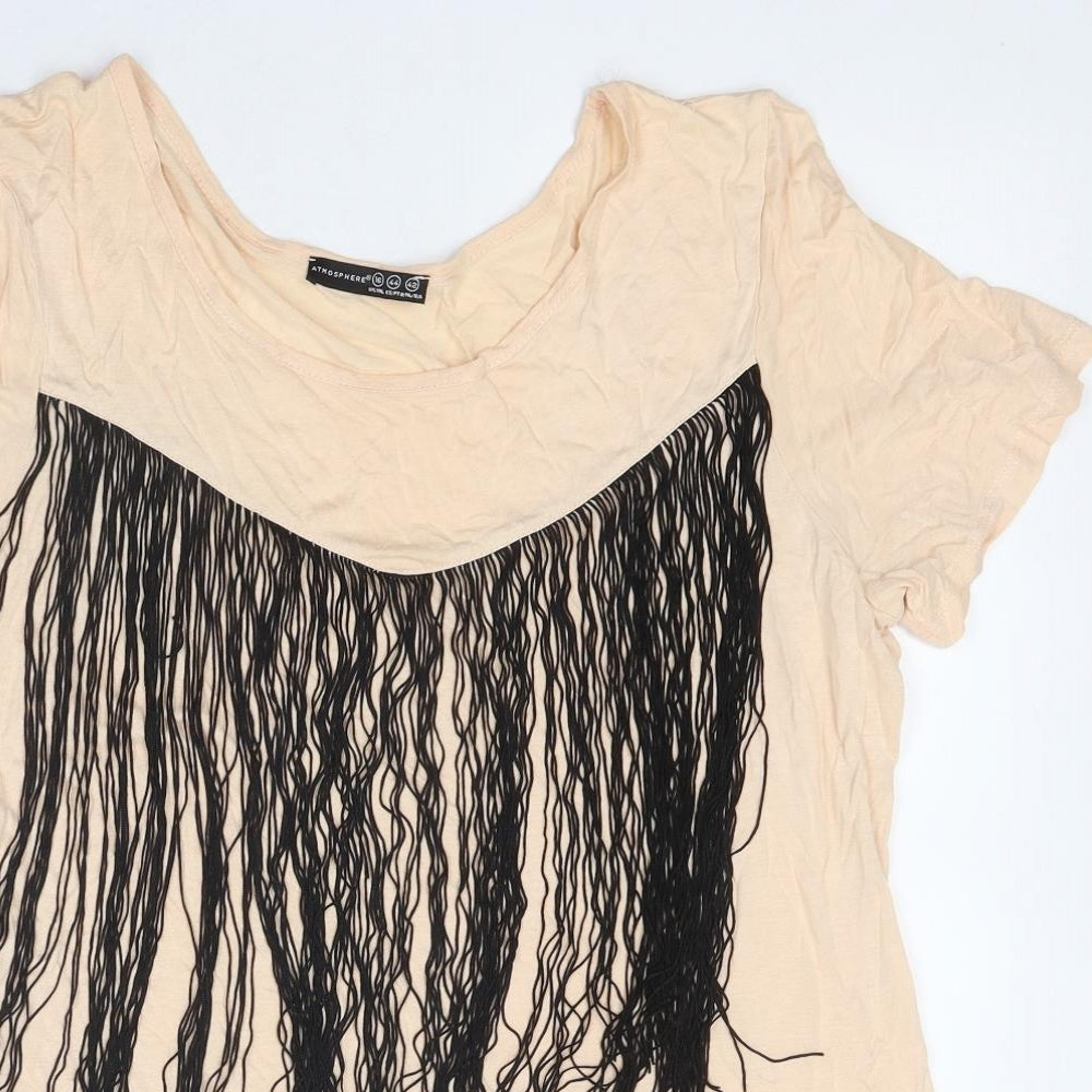 Atmosphere Womens Beige Polyester Basic T-Shirt Size 16 Round Neck