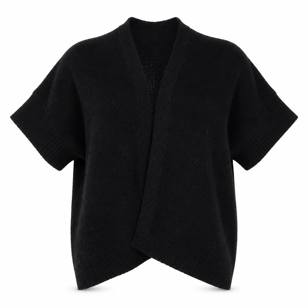 Moda Womens Black V-Neck Polyester Cardigan Jumper Size M