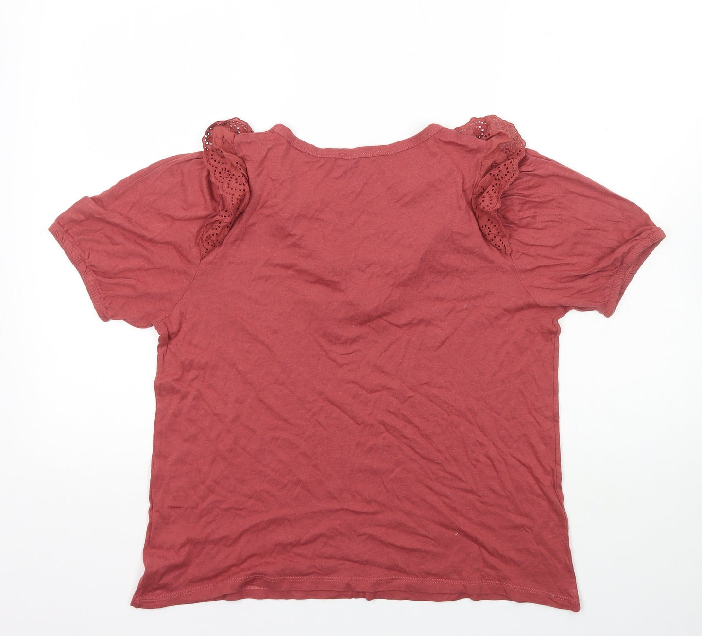 New Look Womens Pink Modal Basic T-Shirt Size 12 Round Neck