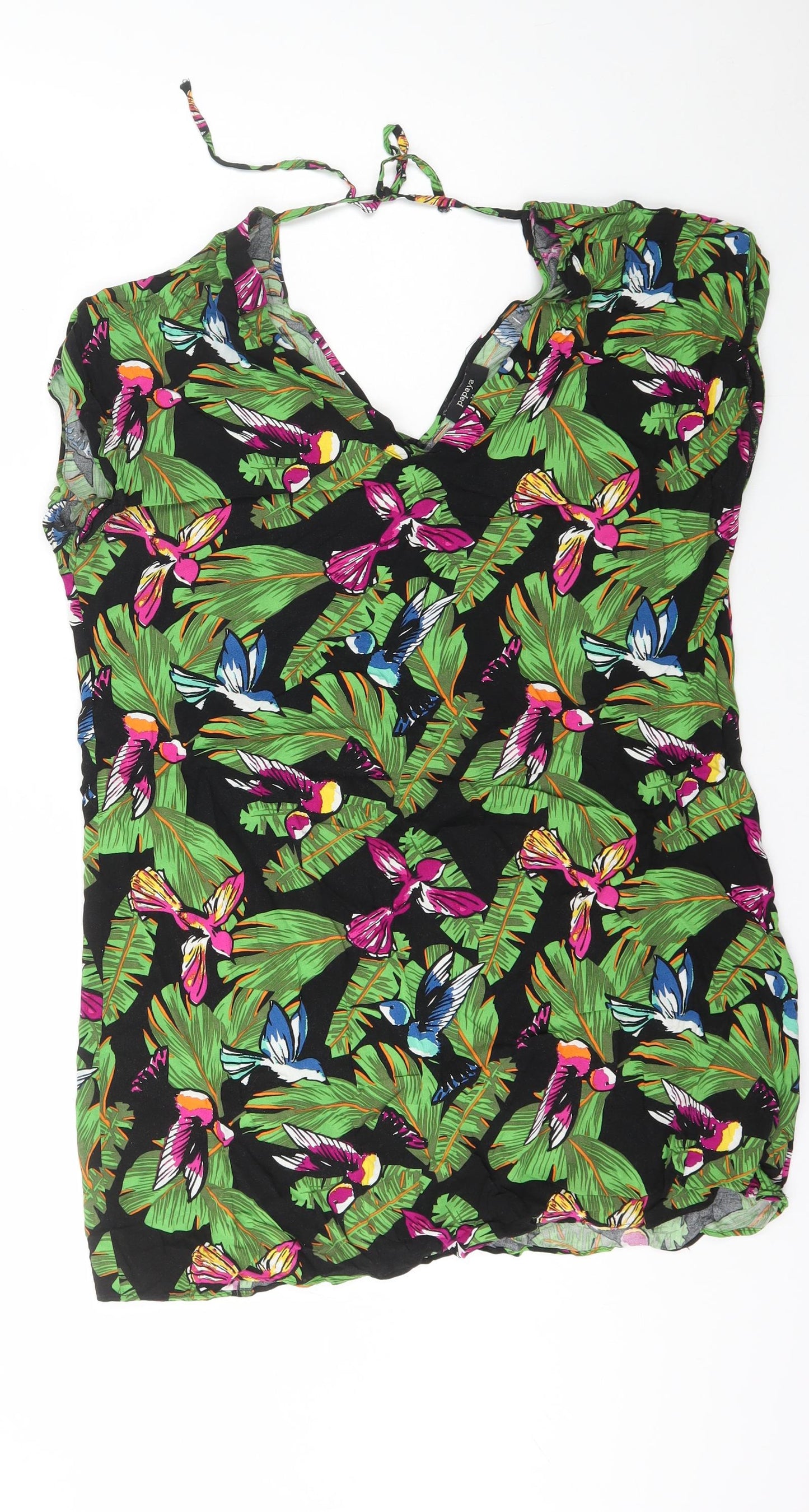 Papaya Womens Multicoloured Geometric Viscose A-Line Size 14 V-Neck Tie