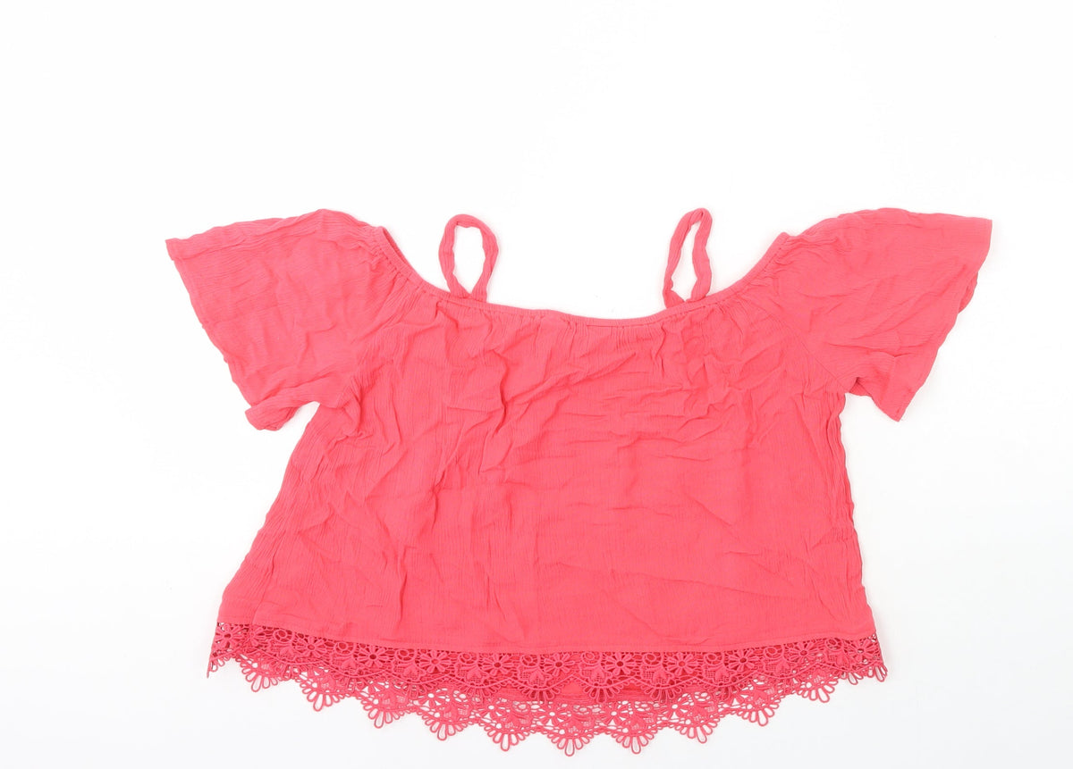Buffalo by David Bitton Girls Pink Vinyl Basic Tank Size 12-13 Years Square Neck Pullover