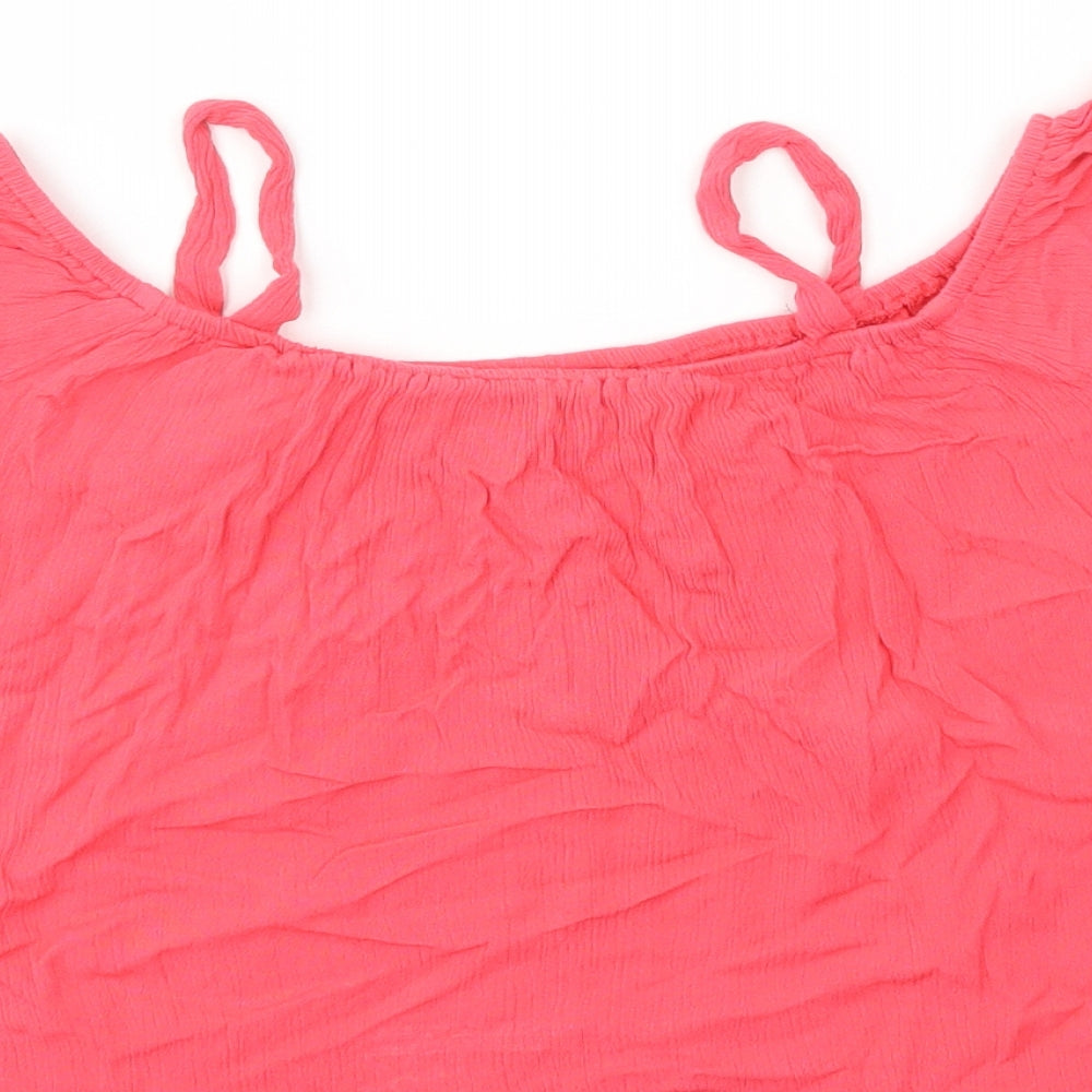 Buffalo by David Bitton Girls Pink Vinyl Basic Tank Size 12-13 Years Square Neck Pullover