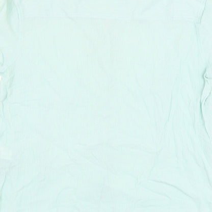Marks & Spencer Womens Blue Cotton Basic Button-Up Size 14 V-Neck