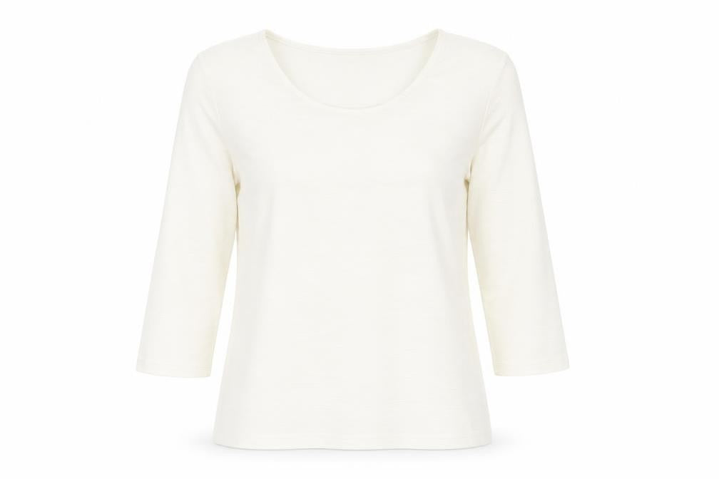 Klass Womens White Geometric Polyester Basic Blouse Size M Round Neck