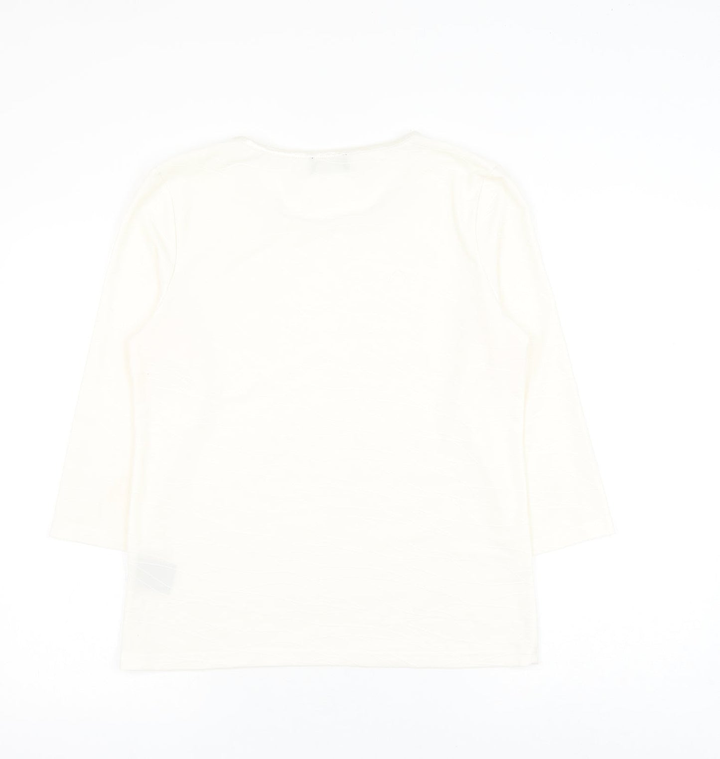 Klass Womens White Geometric Polyester Basic Blouse Size M Round Neck