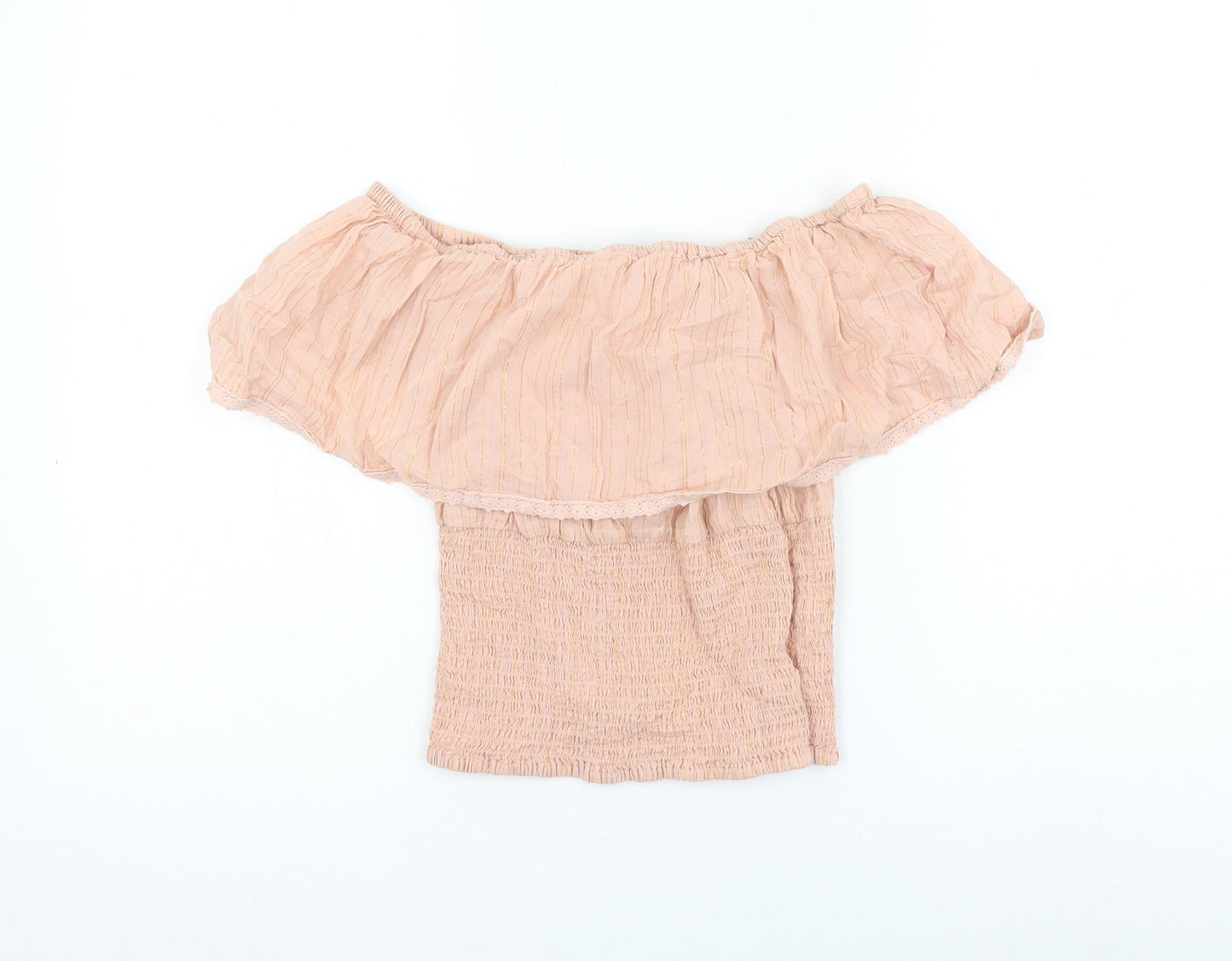 Very Womens Pink Cotton Basic Blouse Size 8 Off the Shoulder