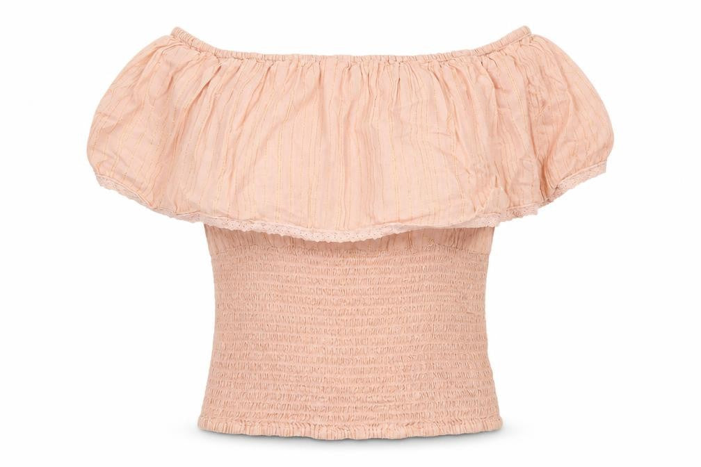 Very Womens Pink Cotton Basic Blouse Size 8 Off the Shoulder
