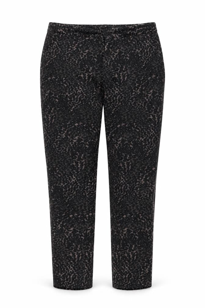 Sand Womens Black Animal Print Cotton Trousers Size 8 L27 in Regular Zip