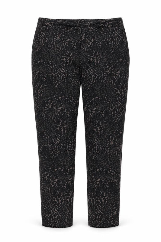 Sand Womens Black Animal Print Cotton Trousers Size 8 L27 in Regular Zip