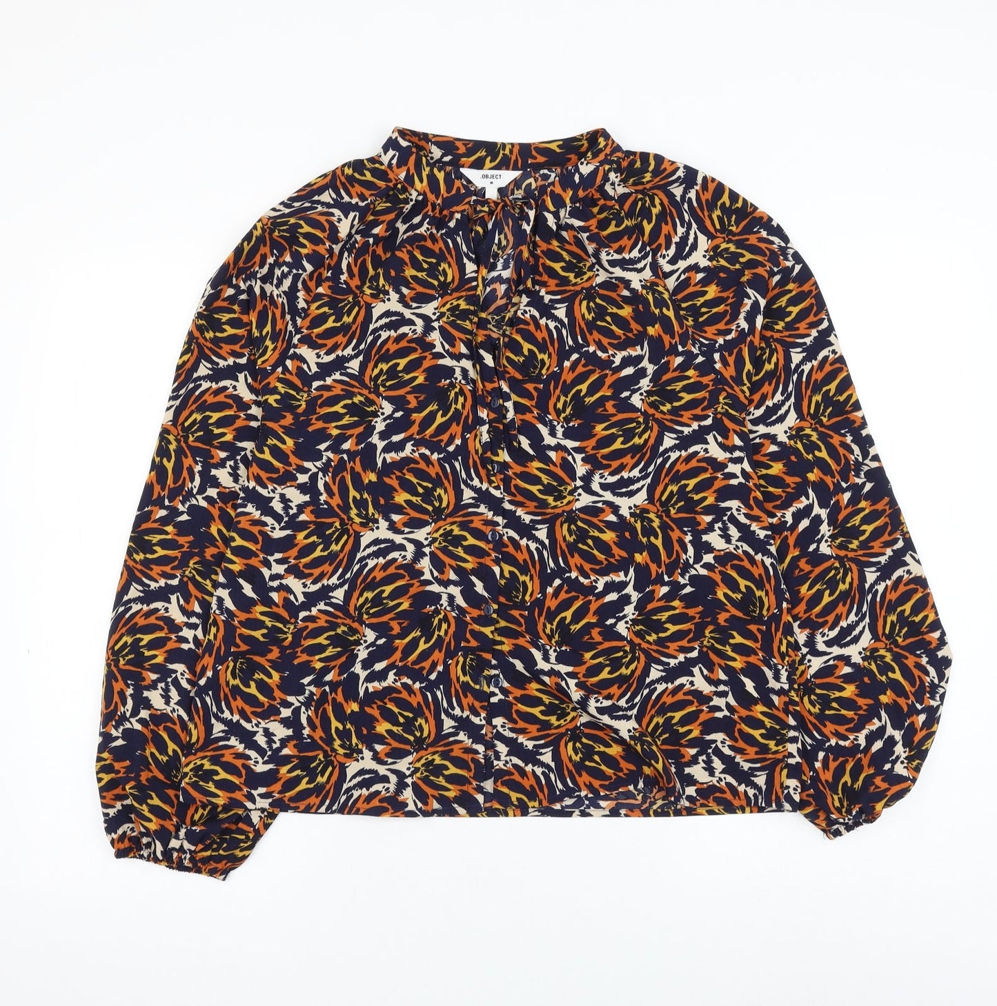 Object Womens Multicoloured Geometric Polyester Basic Blouse Size 12 V-Neck