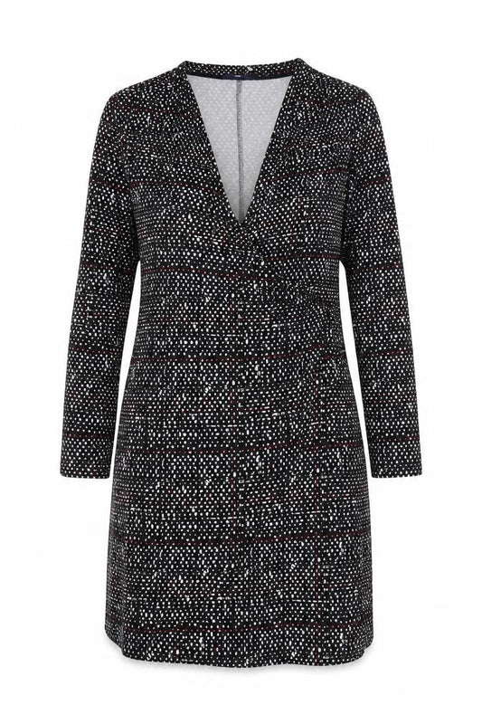 Gap Womens Black Geometric Viscose Wrap Dress Size S V-Neck Pullover