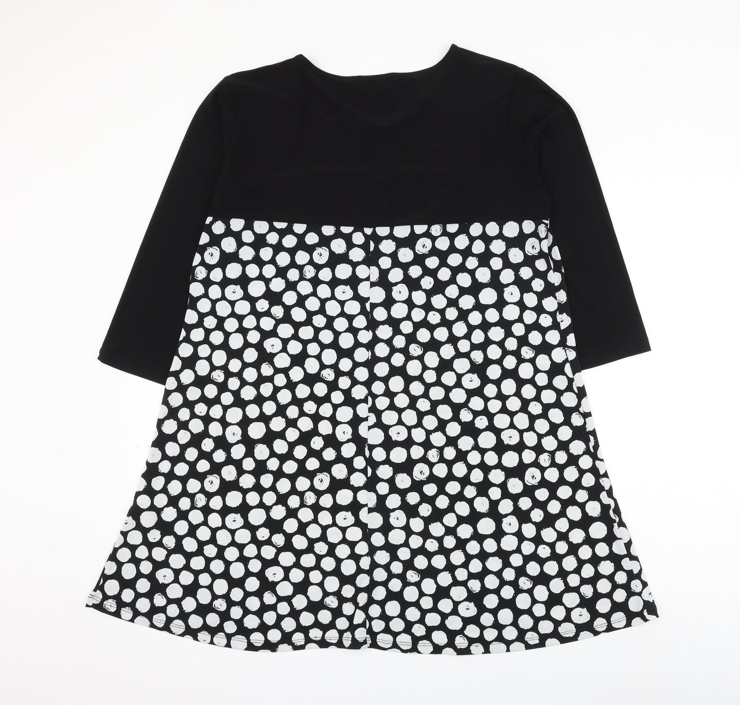 Grace Womens Black Polka Dot Polyester A-Line Size 14 Round Neck Pullover