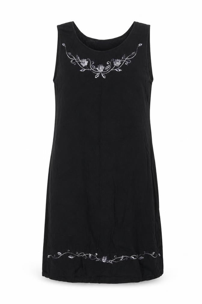 New Sensation Womens Black Cotton Shift Size M Round Neck Pullover - Flower