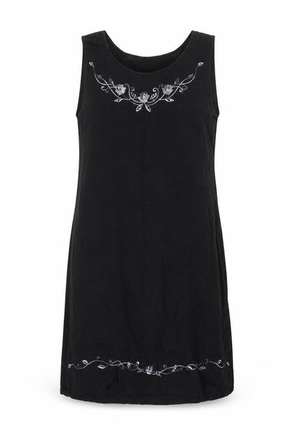 New Sensation Womens Black Cotton Shift Size M Round Neck Pullover - Flower