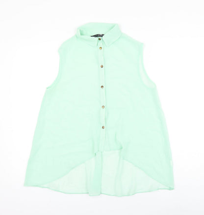 Atmosphere Womens Green Polyester Basic Button-Up Size 12 Collared