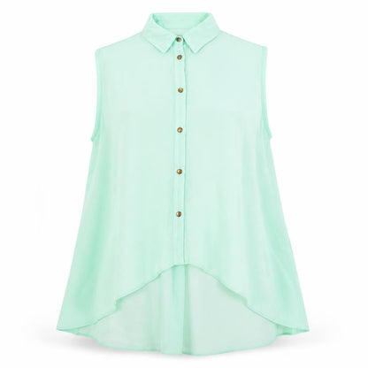 Atmosphere Womens Green Polyester Basic Button-Up Size 12 Collared
