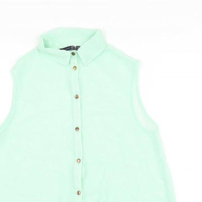 Atmosphere Womens Green Polyester Basic Button-Up Size 12 Collared