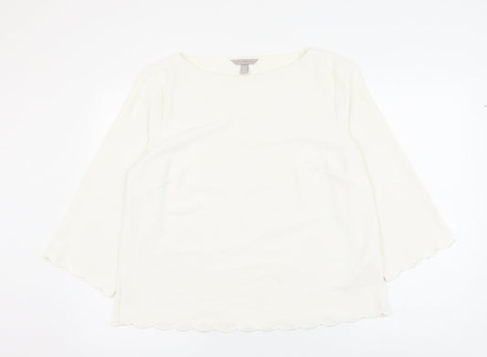 H&M Womens White Polyester Basic Blouse Size 16 Round Neck