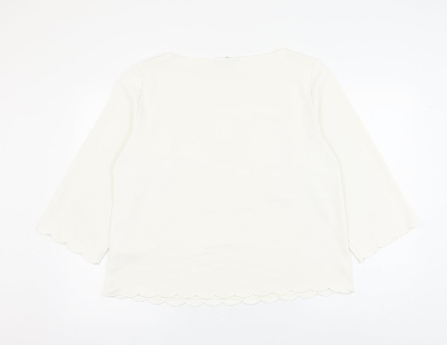 H&M Womens White Polyester Basic Blouse Size 16 Round Neck