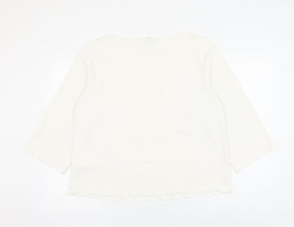 H&M Womens White Polyester Basic Blouse Size 16 Round Neck