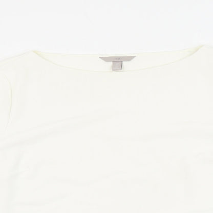 H&M Womens White Polyester Basic Blouse Size 16 Round Neck