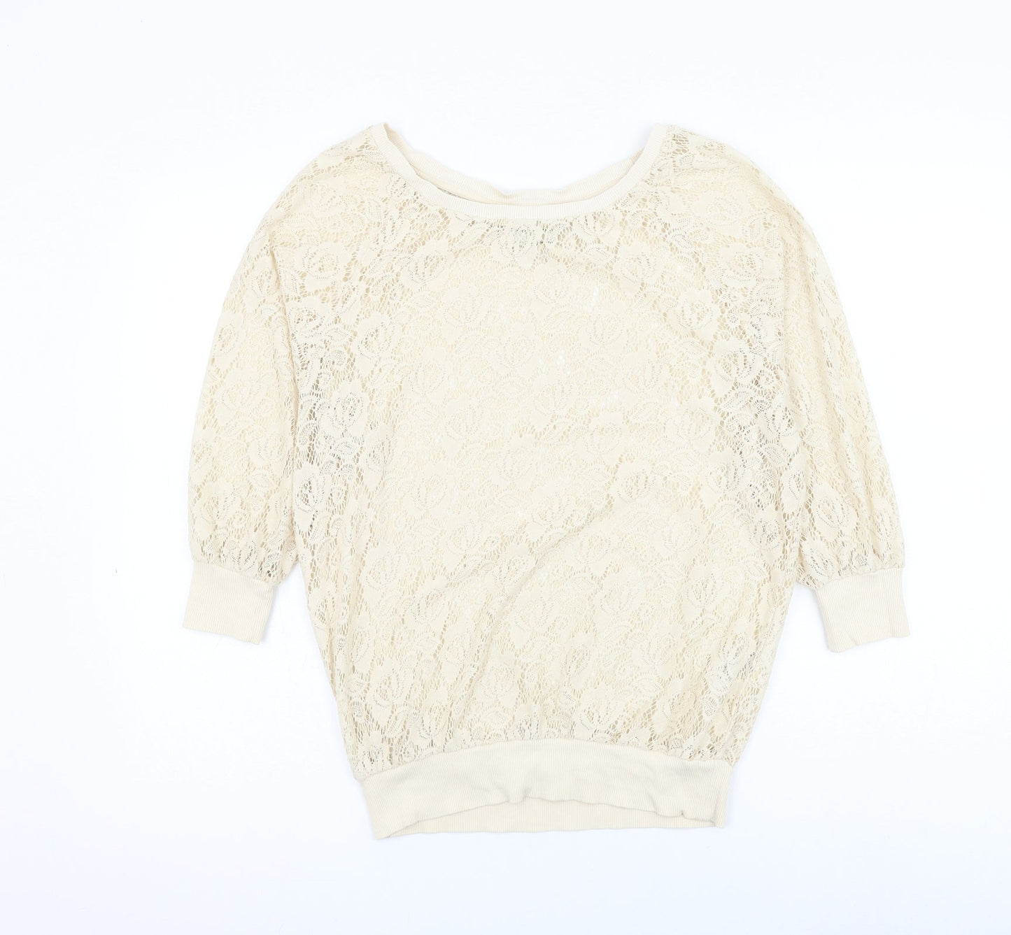 NEXT Womens Beige Round Neck Polyester Pullover Jumper Size 8