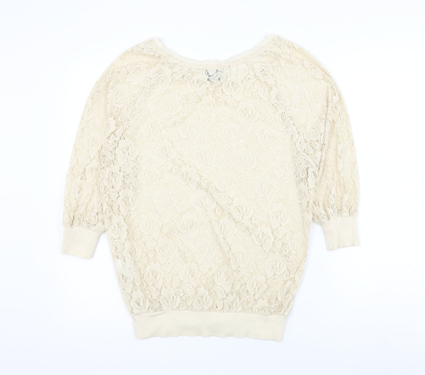 NEXT Womens Beige Round Neck Polyester Pullover Jumper Size 8