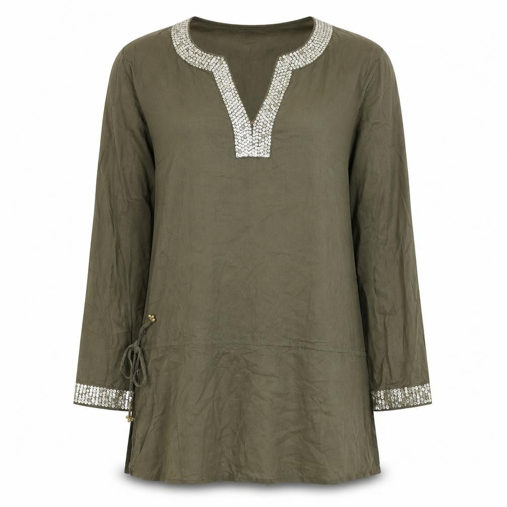 George Womens Green Cotton Shift Size 12 V-Neck Pullover