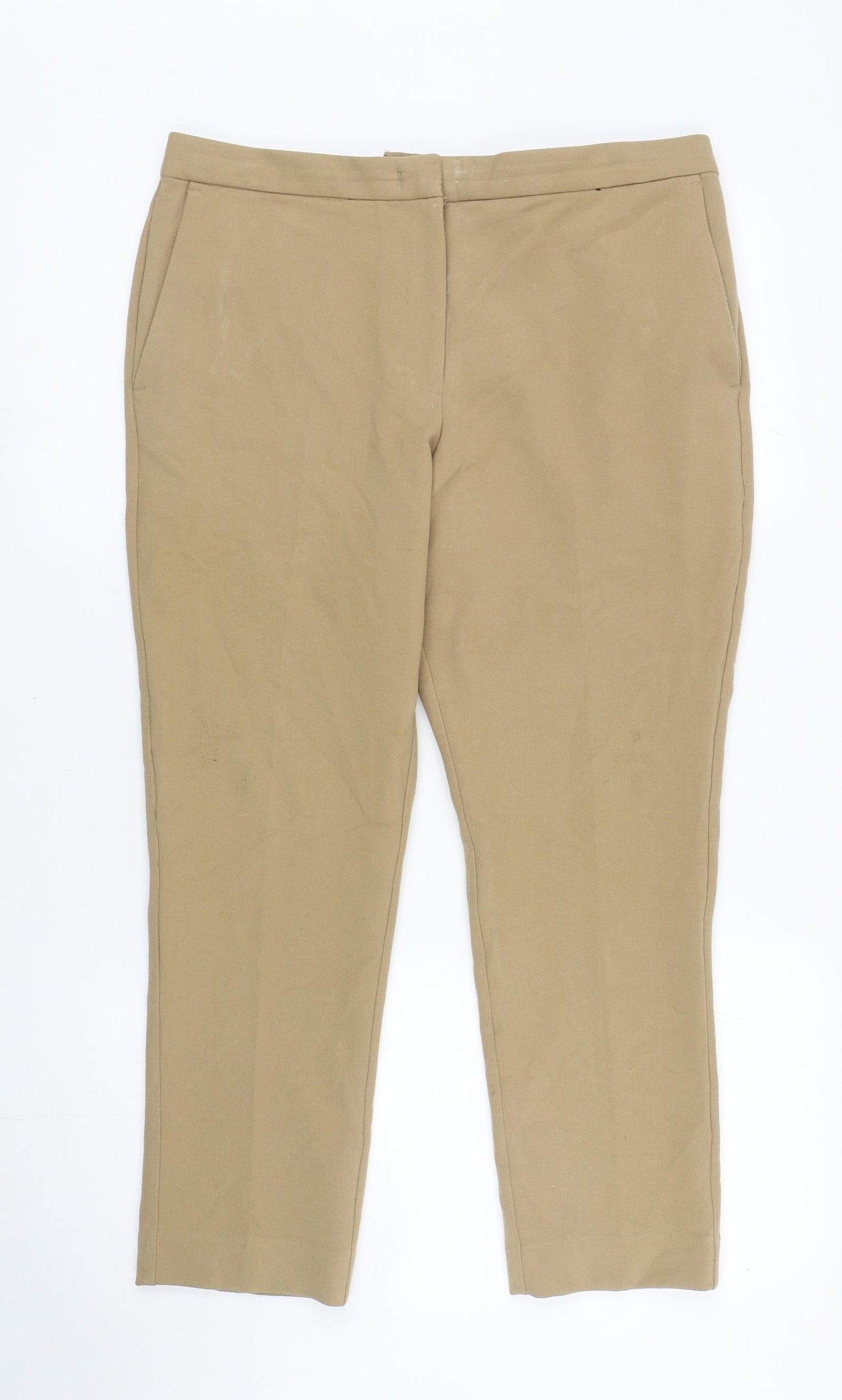 Marks and Spencer Womens Brown Polyester Carrot Trousers Size 12 L24.5 in Regular Zip