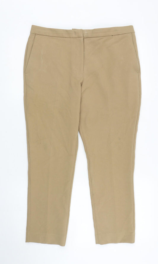 Marks and Spencer Womens Brown Polyester Carrot Trousers Size 12 L24.5 in Regular Zip