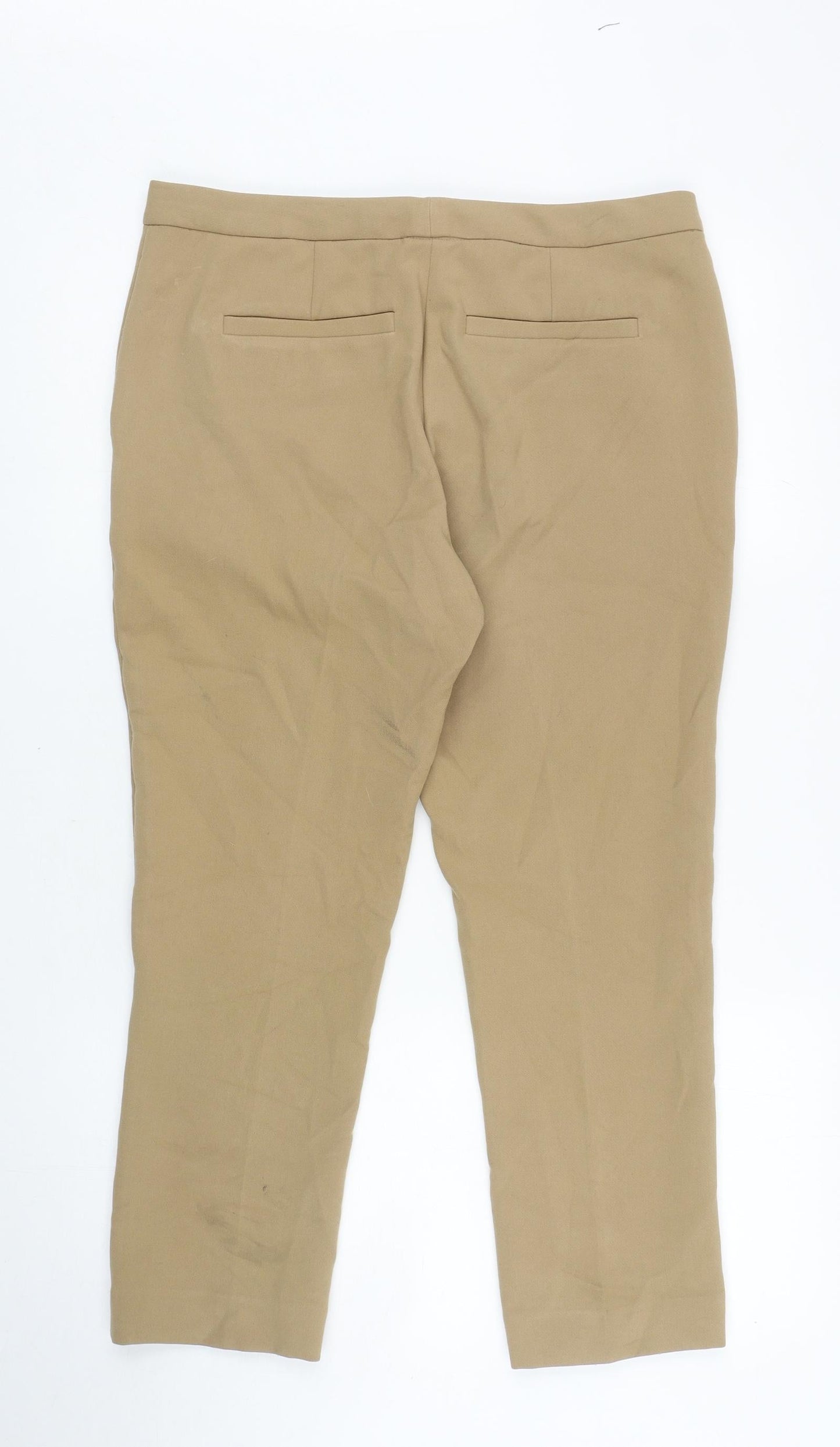Marks and Spencer Womens Brown Polyester Carrot Trousers Size 12 L24.5 in Regular Zip