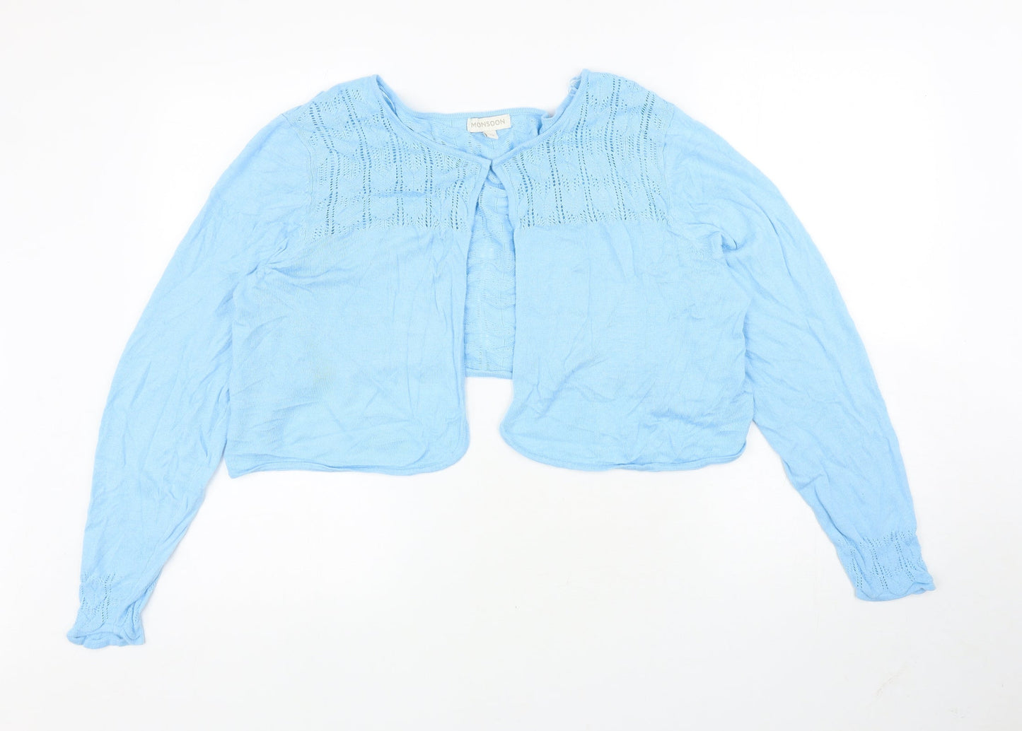Monsoon Womens Blue Boat Neck Viscose Shrug Jumper Size XL - Hook and Eye