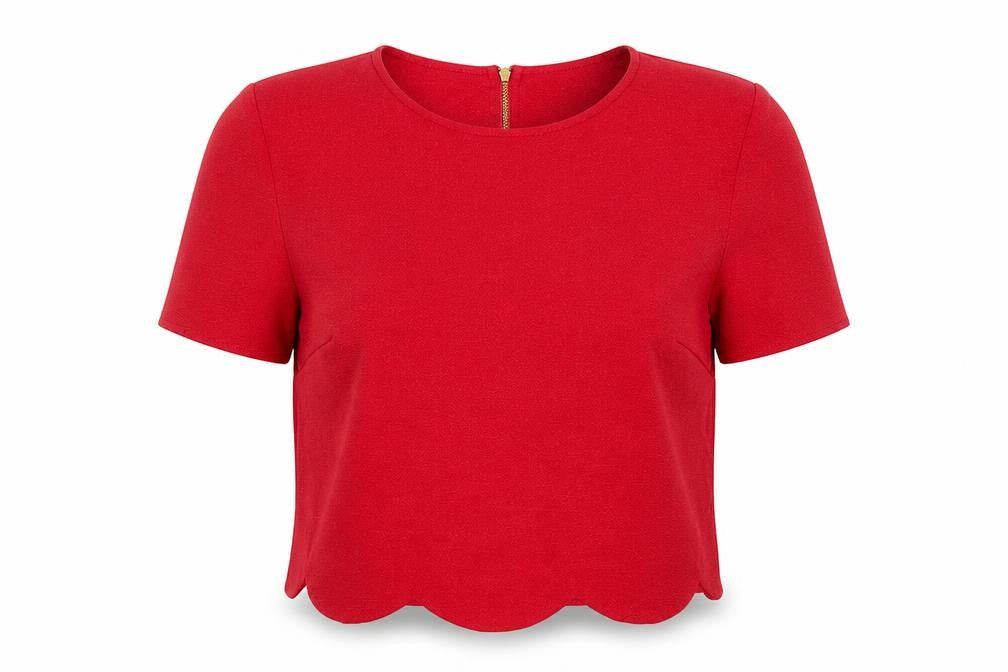 George Womens Pink Polyester Cropped Blouse Size 14 Scoop Neck