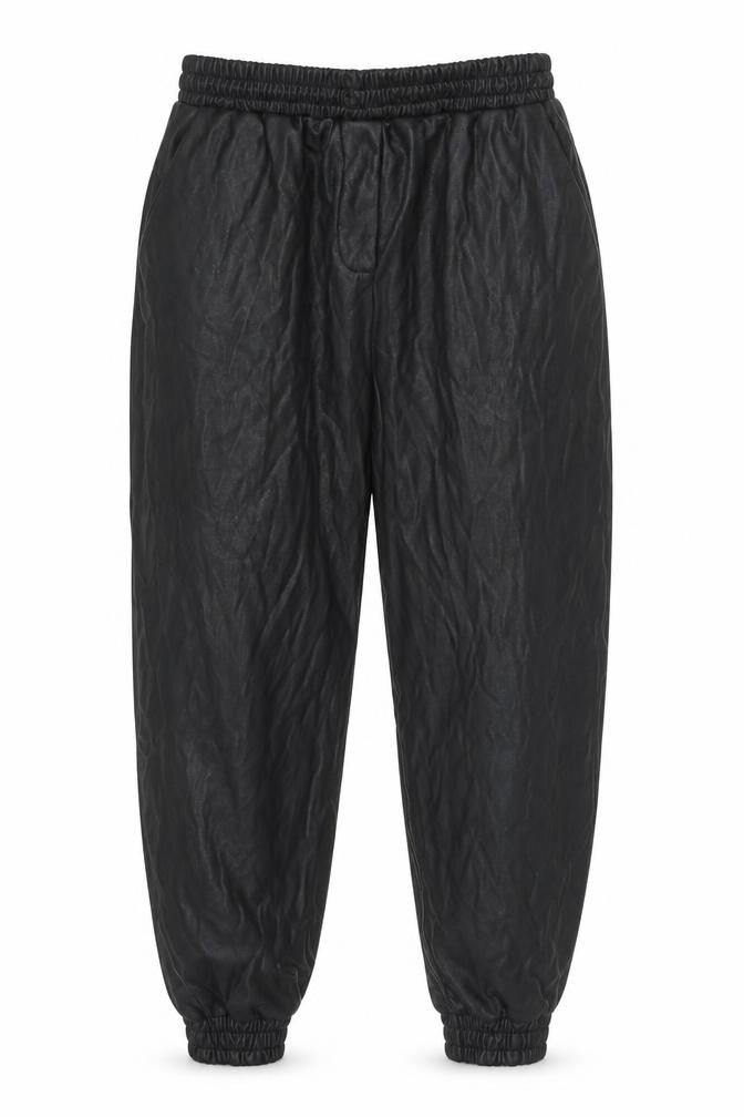 New Look Womens Black Polyurethane Jogger Trousers Size 10 L26 in Regular Drawstring