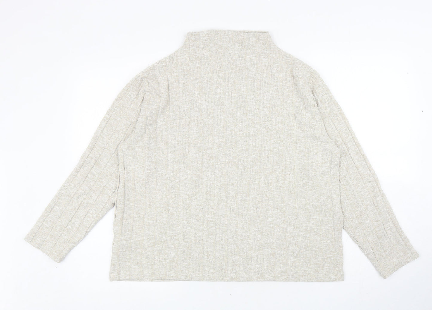 Marks and Spencer Womens Beige Mock Neck Viscose Pullover Jumper Size 18