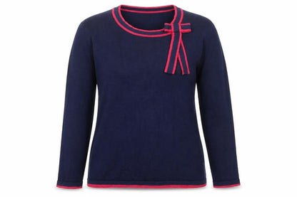 First Avenue Womens Blue Round Neck Viscose Pullover Jumper Size S