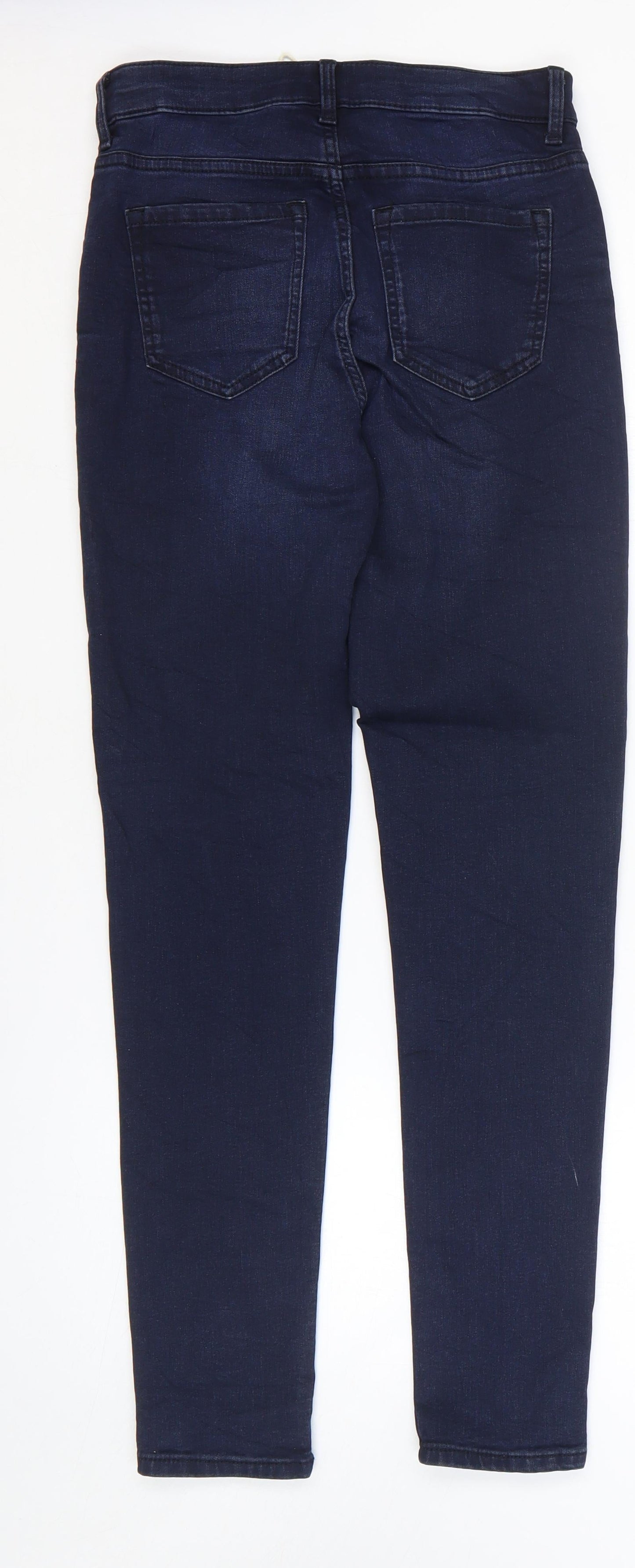 Marks and Spencer Womens Blue Cotton Skinny Jeans Size 6 L27 in Regular Zip