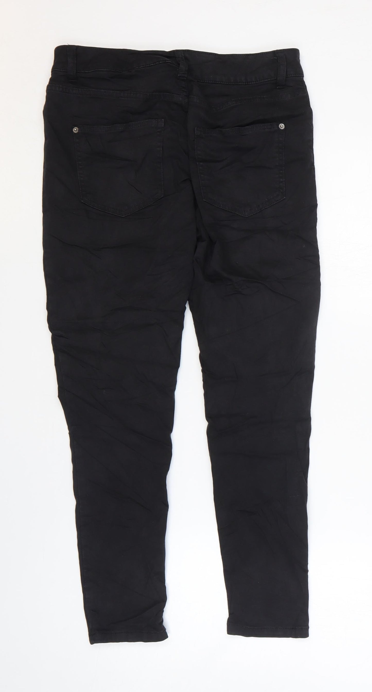 Marks and Spencer Womens Black Cotton Skinny Jeans Size 12 L25 in Slim Zip