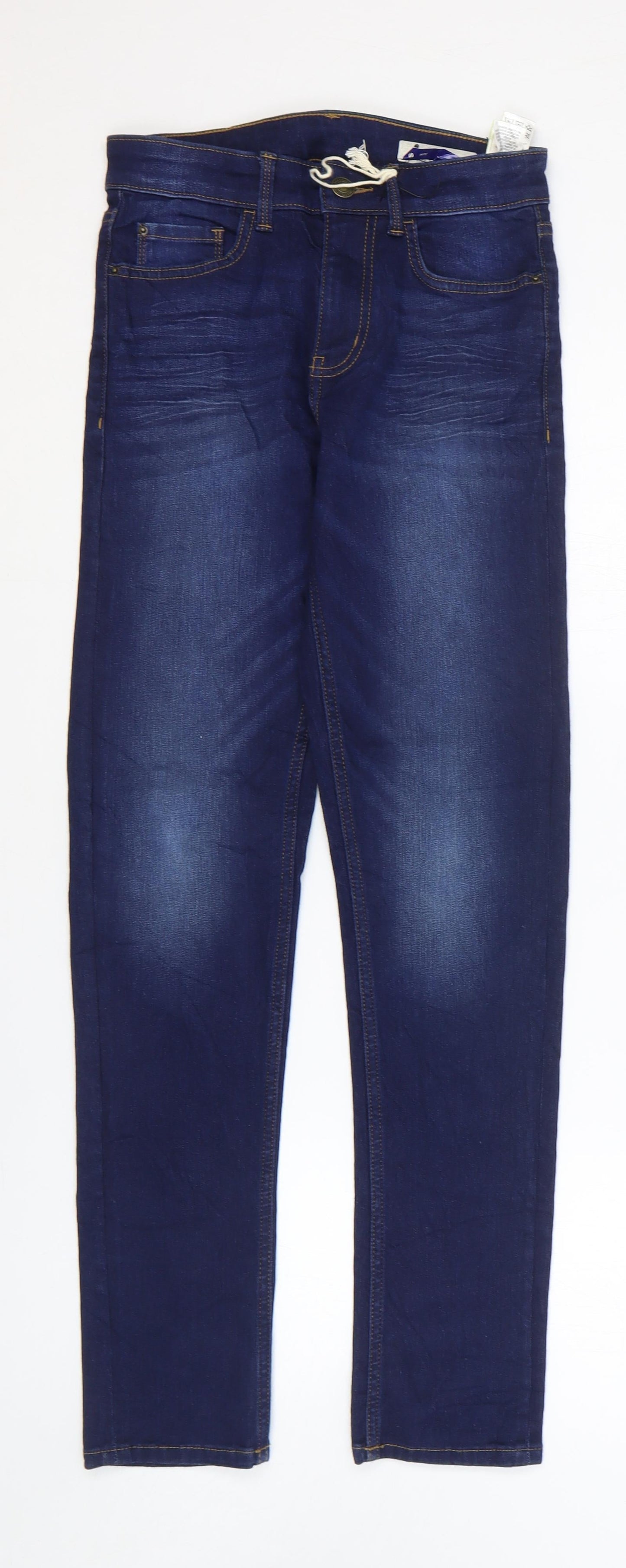 Marks and Spencer Womens Blue Cotton Skinny Jeans Size 8 L28 in Regular Zip