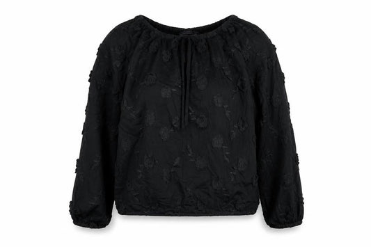 Marks and Spencer Womens Black Floral Polyester Basic Blouse Size 6 Round Neck