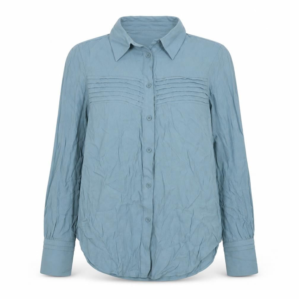 Marks & Spencer Womens Blue Viscose Basic Button-Up Size 6 Collared