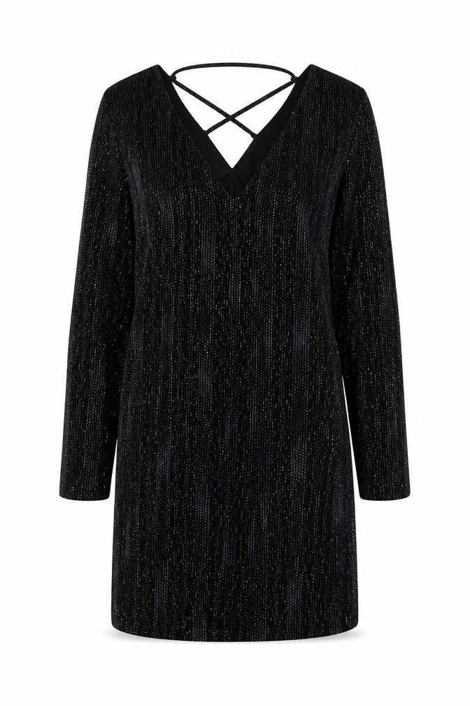 Topshop Womens Black Polyester Mini Size 8 V-Neck Pullover