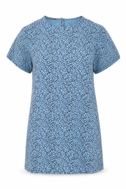 Marks and Spencer Womens Blue Animal Print Viscose A-Line Size 6 Round Neck Pullover - Leopard pattern